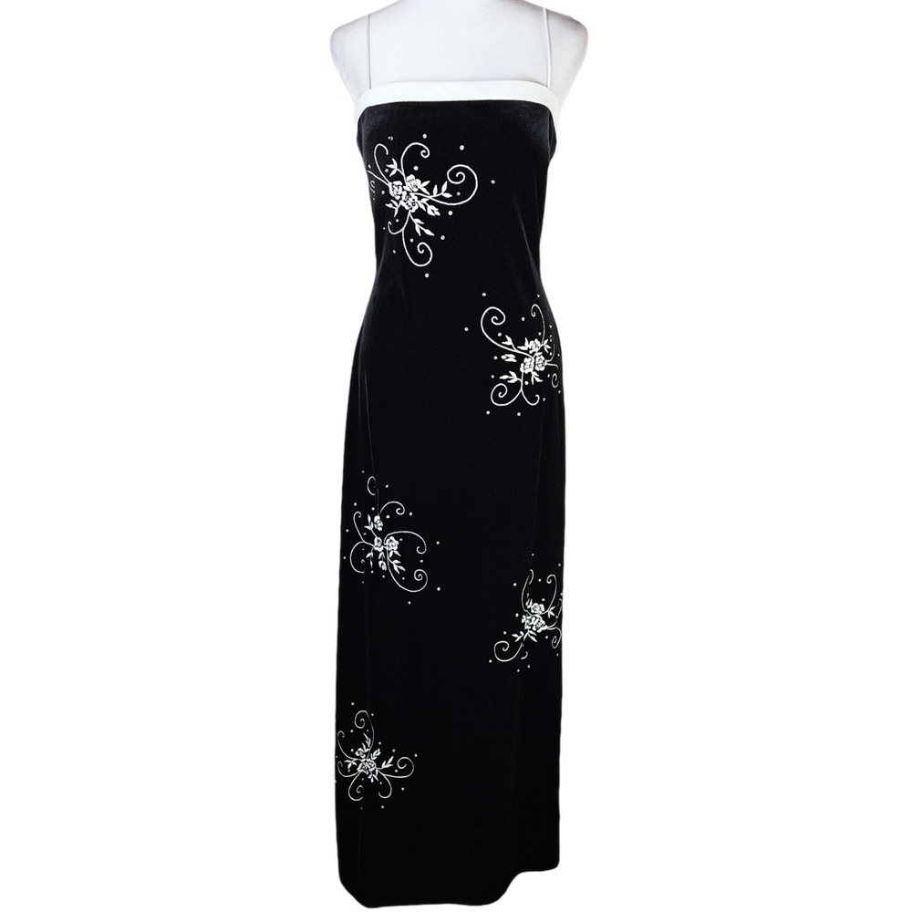 Betsy & Adam Velvet Maxi Prom Dress Gown Womens 10 Y2K Whimsigoth Winter Formal